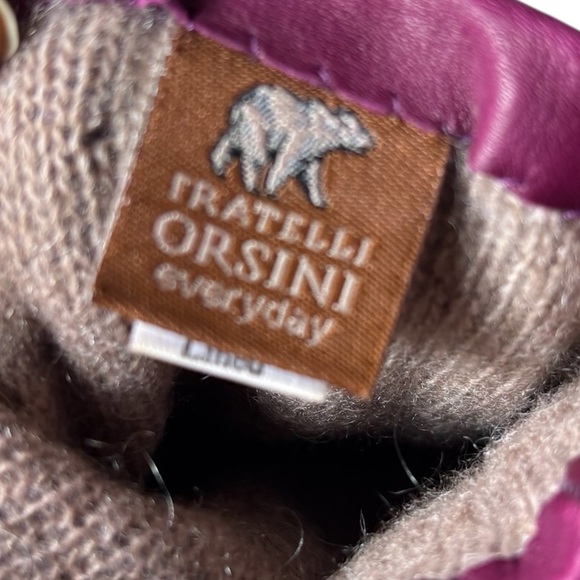 Fratelli Orsini Elegant Magenta Purple Pink Leather Gloves Cashmere Lining - Picture 6 of 9